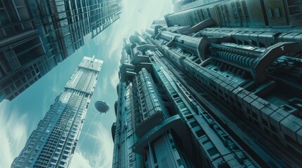 White SciFi Megastrucutre Cityscape Background created with Generative AI Technology - obrazy, fototapety, plakaty