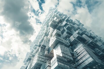 White SciFi Megastrucutre Cityscape Background created with Generative AI Technology