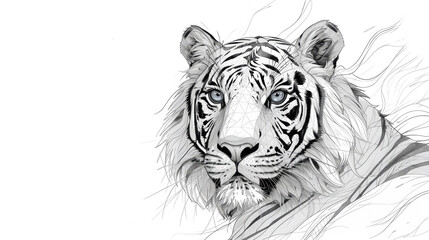 Black and White Tiger Sketch Artwork