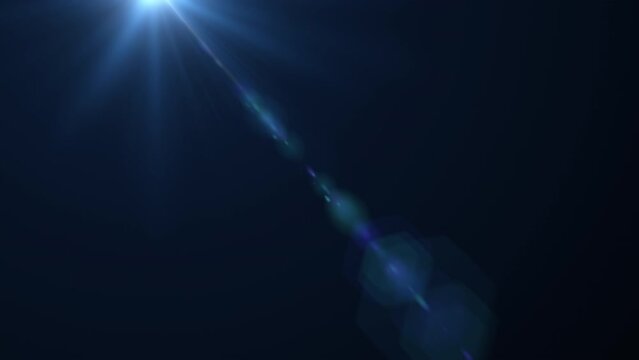 Glow Blue Optical Flare Light Animation Moving From Top Left To Right On Dark Blue  Abstract Background