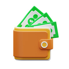 3d illustration of banknotes and wallet