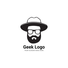 Geek logo with sunglasses and hat