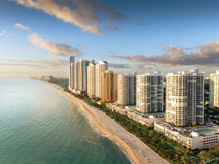 Aerial of the Coast Line, Beach.Sunny Isles Beach, .North Miami, Florida,USA