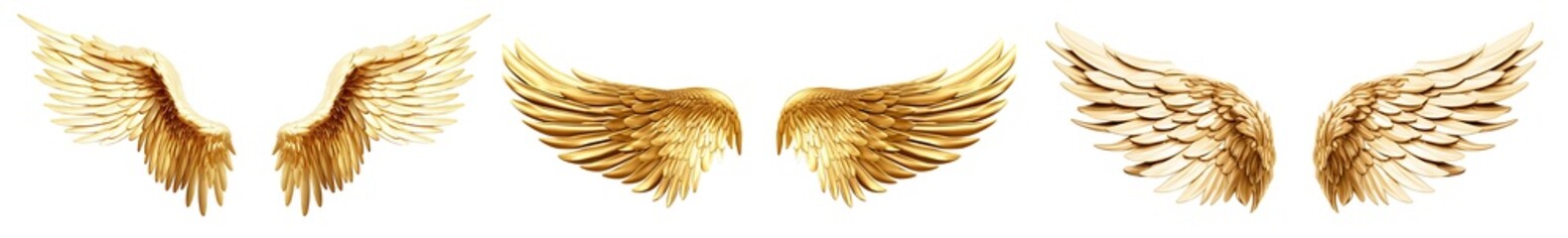 Set of golden wings cut out