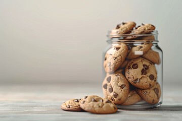 a jar of cookies with chocolate chips