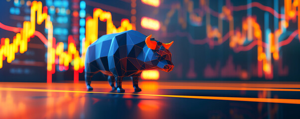 stock market bull 3d illustration banner