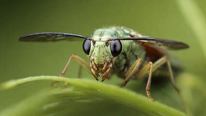 Fototapeta premium insect on a green leaf on spring