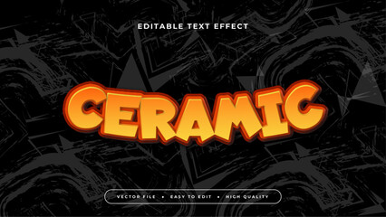 Orange black and yellow ceramic 3d editable text effect - font style