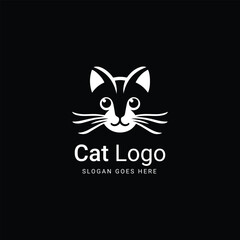 Whimsical two-tone cat face logo