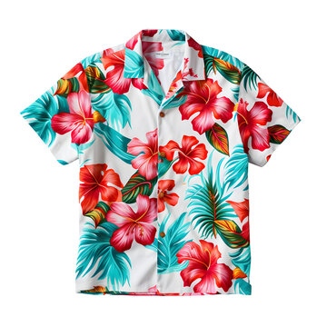 Fototapeta floral hawaiian shirt lies, png file of isolated cutout object on transparent background