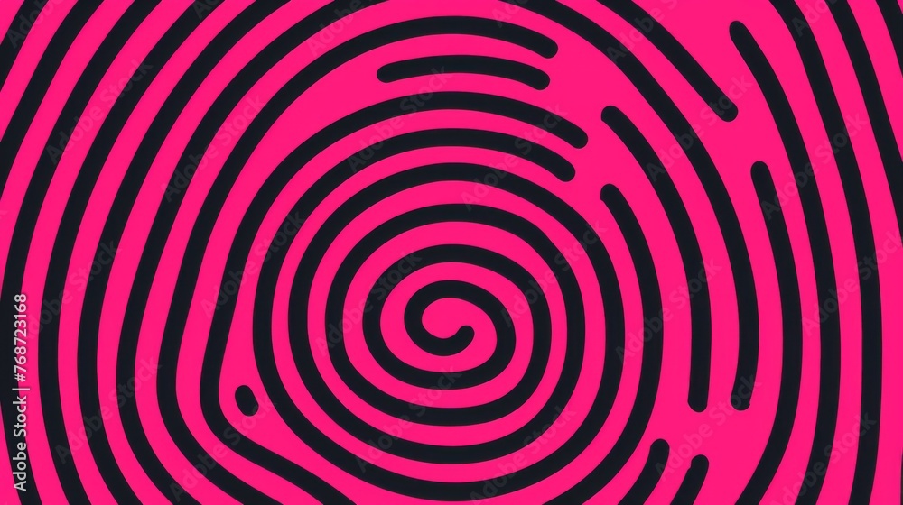 Wall mural a single image with a black and pink spiral design on a black and pink background in the center