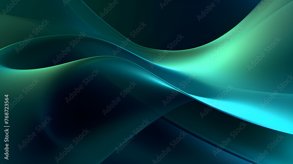 Wall mural digital technology green wave curve abstract graphic poster web page ppt background