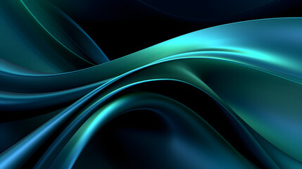 Obraz premium Digital technology green wave curve abstract graphic poster web page PPT background