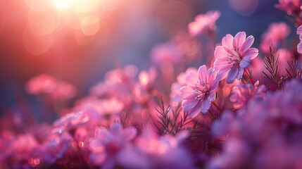  A clear shot of several blooms, illuminated by a radiant background - obrazy, fototapety, plakaty