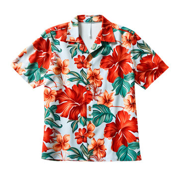 Fototapeta floral hawaiian shirt lies, png file of isolated cutout object on transparent background