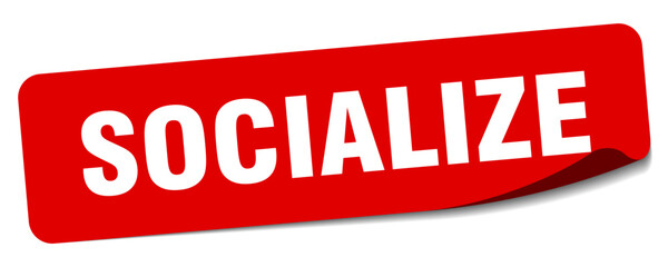 socialize sticker. socialize label