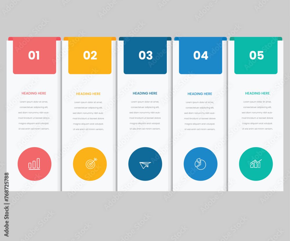 Poster modern design template infographic vector element with 5 step process or options for web presentatio