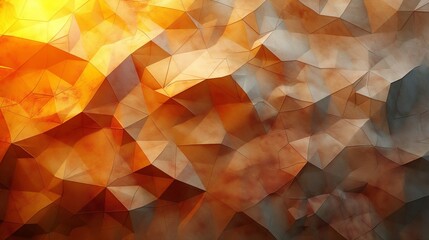 Golden light pale brown orange yellow peach beige abstract background. Geometric pattern shape. Line triangle polygon angle fold. Color gradient. Shadow. Matte. 3d effect. Rough grain grungy. Design