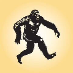 Fototapeta premium bigfoot walking silhouette vector illustration