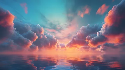 Tissu par mètre Vert bleu Sunset cloud landscape abstract graphic poster web page PPT background