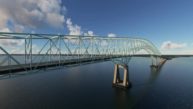 Aerial drone view of Francis Scott Key Bridge - Baltimore and Dundalk in Maryland. United States