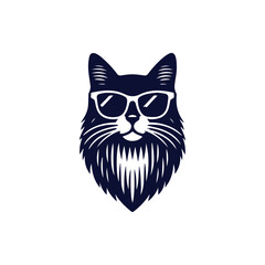 Modern Bearded Cat with Sunglasses Logo
