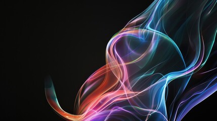 Abstract Colorful Wave Patterns on Black Background
