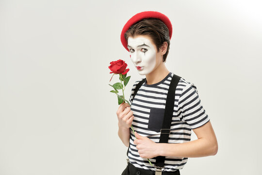 mime with red rose