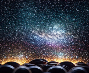 Gorgeous cosmic background with nebulae, surface and brilliant stars. Generative Ai