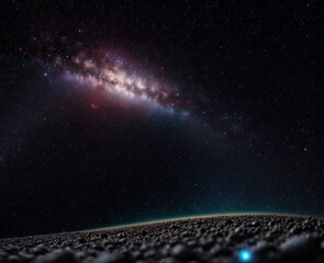 Gorgeous cosmic background with nebulae, surface and brilliant stars. Generative Ai