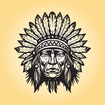 Native American vintage drawing illustration 
