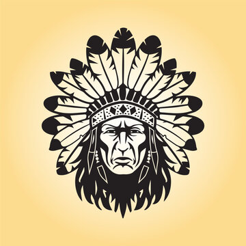 Native American women face silhouette illustration