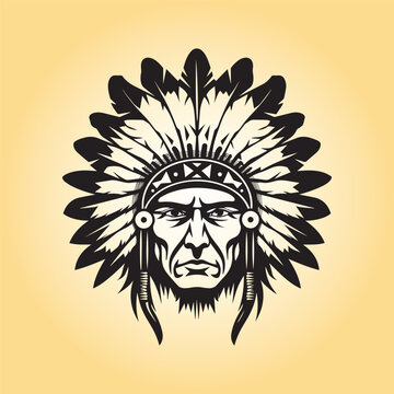 Native American head silhouette  vector illustration