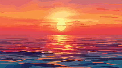 Ocean Sunset Red and Orange Sky Reflects