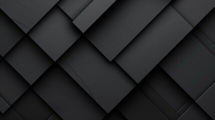 Elegant Black Geometric Shapes on Dark Background - obrazy, fototapety, plakaty