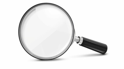 Modern illustration of a magnifying glass on a white background. Search icon.