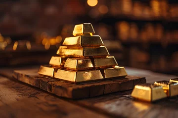 Foto op Aluminium a pyramid of gold bars © Georgeta