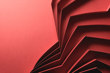 Abstract pattern made of paper, red background - 768733523