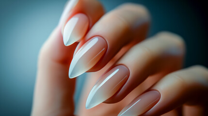 Elegant almond-shaped nail design close-up - obrazy, fototapety, plakaty