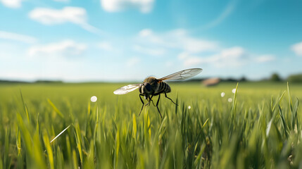 Annoying Intruder, Horsefly in Green Meadows. Generated AI