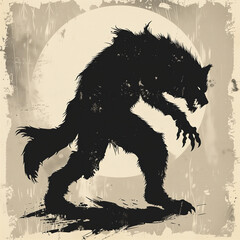 illustration of a werewolf - silhouette - generative ai