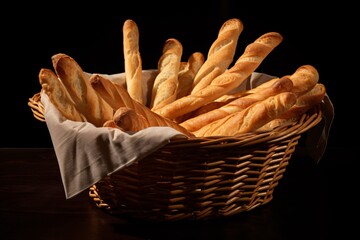 a basket of bread sticks