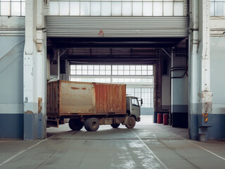 Old Truck Parked in Warehouse