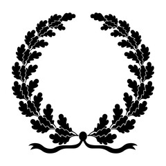 Oak round wreath with ribbon