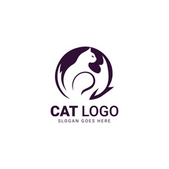 Horse and cat circular silhouette logo design