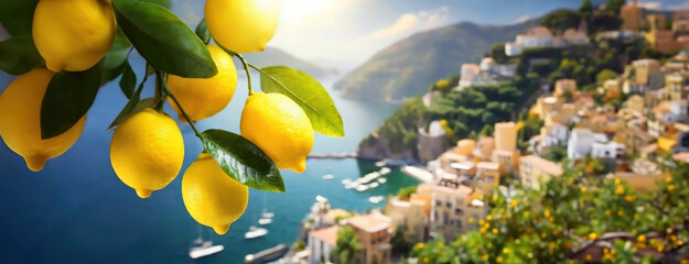Lemons dangle over a picturesque coastal village bathed in sunlight. Citrus scents waft through the...