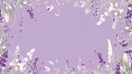  A photo featuring a violet backdrop, adorned with white and purple blooms beneath it