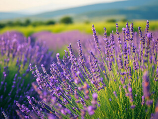 Naklejka premium Lavender Field at Sunset