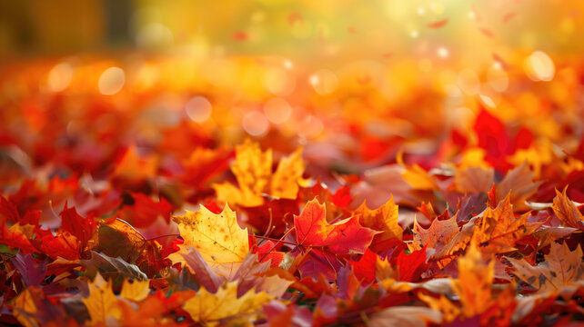autumn season leaf falling background Generative AI