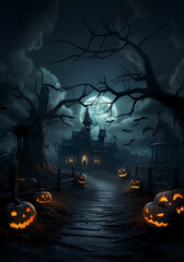 Halloween Banner, Grusel und Horror, Hochformat, Social Media, erstellt mit generativer KI